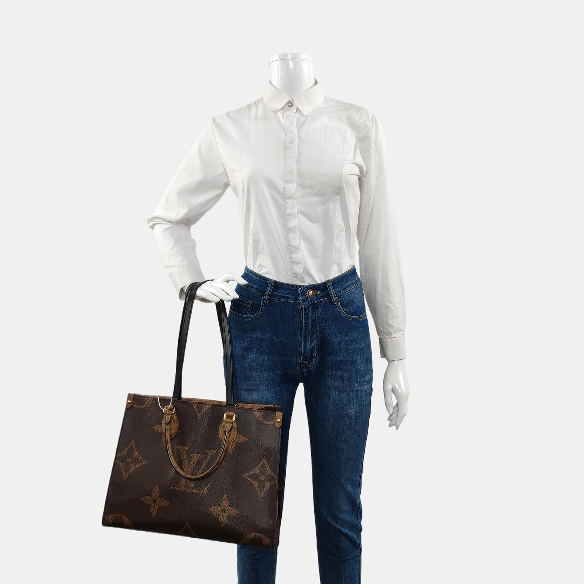 ONTHEGO MM Monogram Coated Canvas Brown