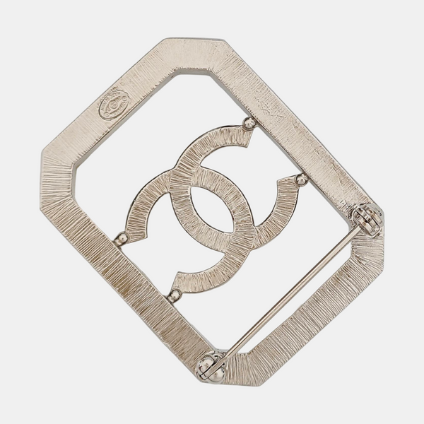 CC Logo Metal Silver Brooch