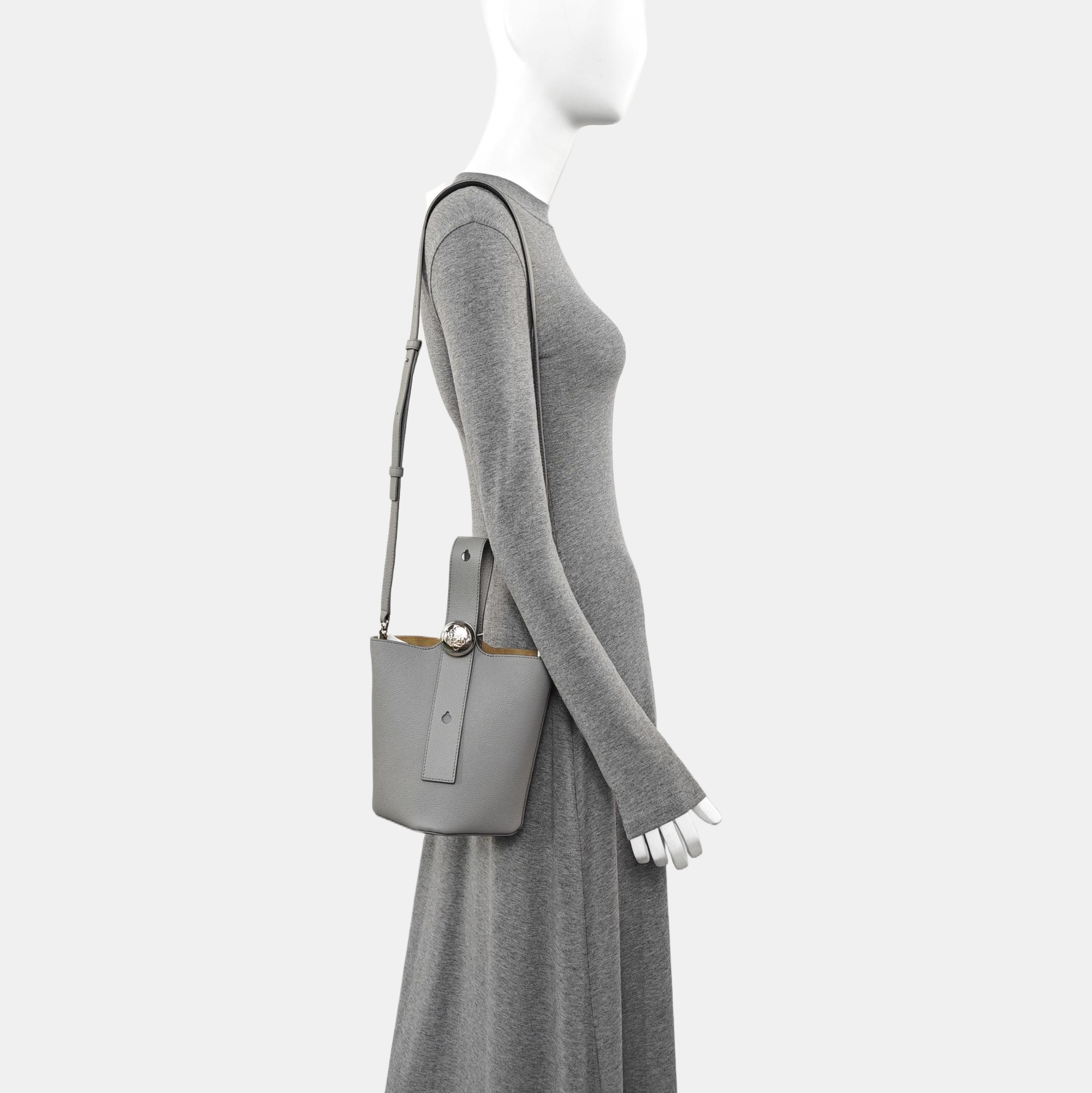 Pebble Bucket Mini Calfskin Gray