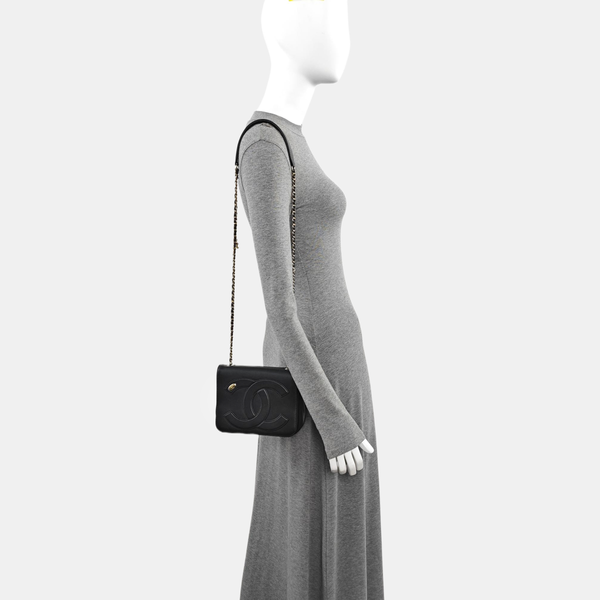 Quilted Lambskin Shoulder Bag Black