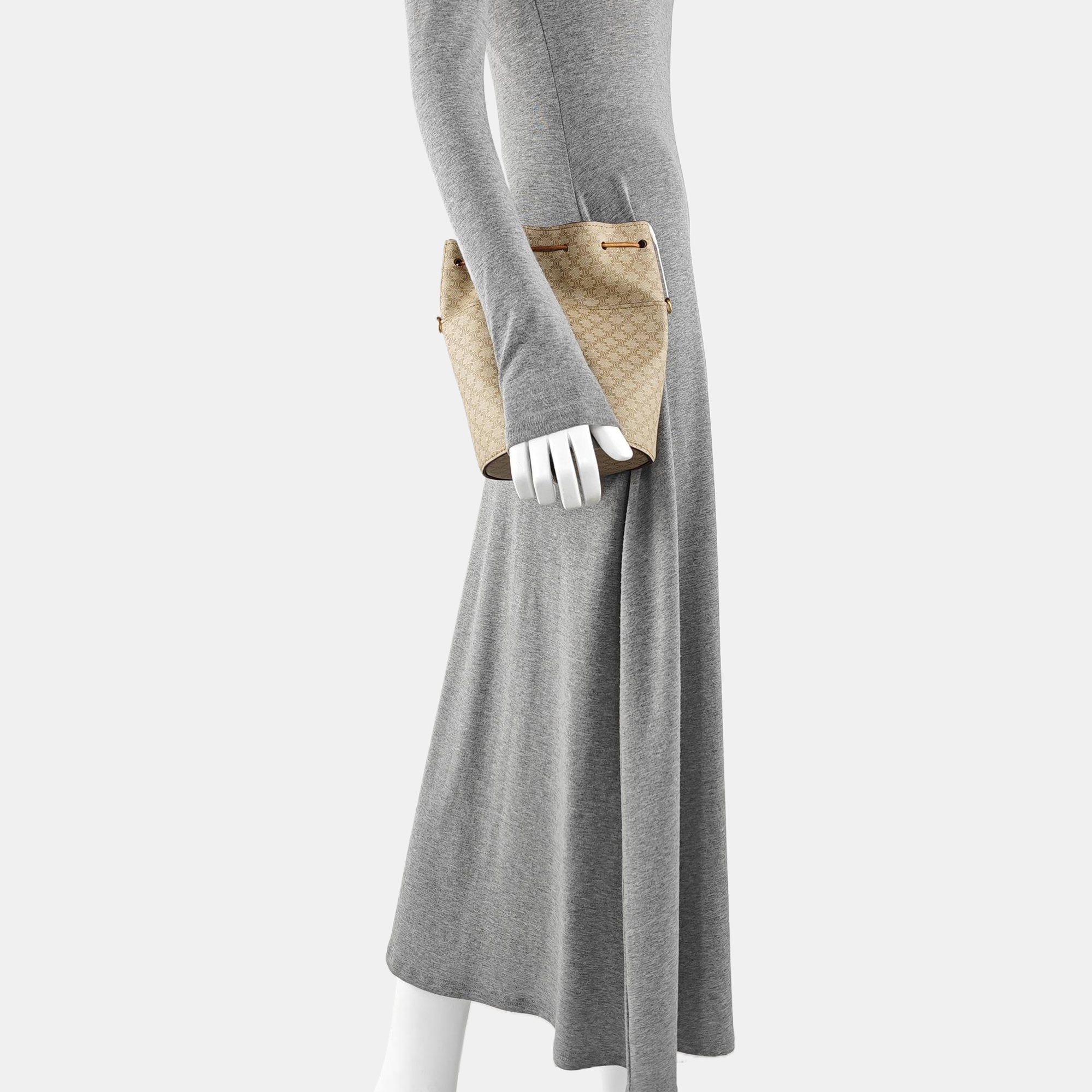 Coated Canvas Clutch Beige
