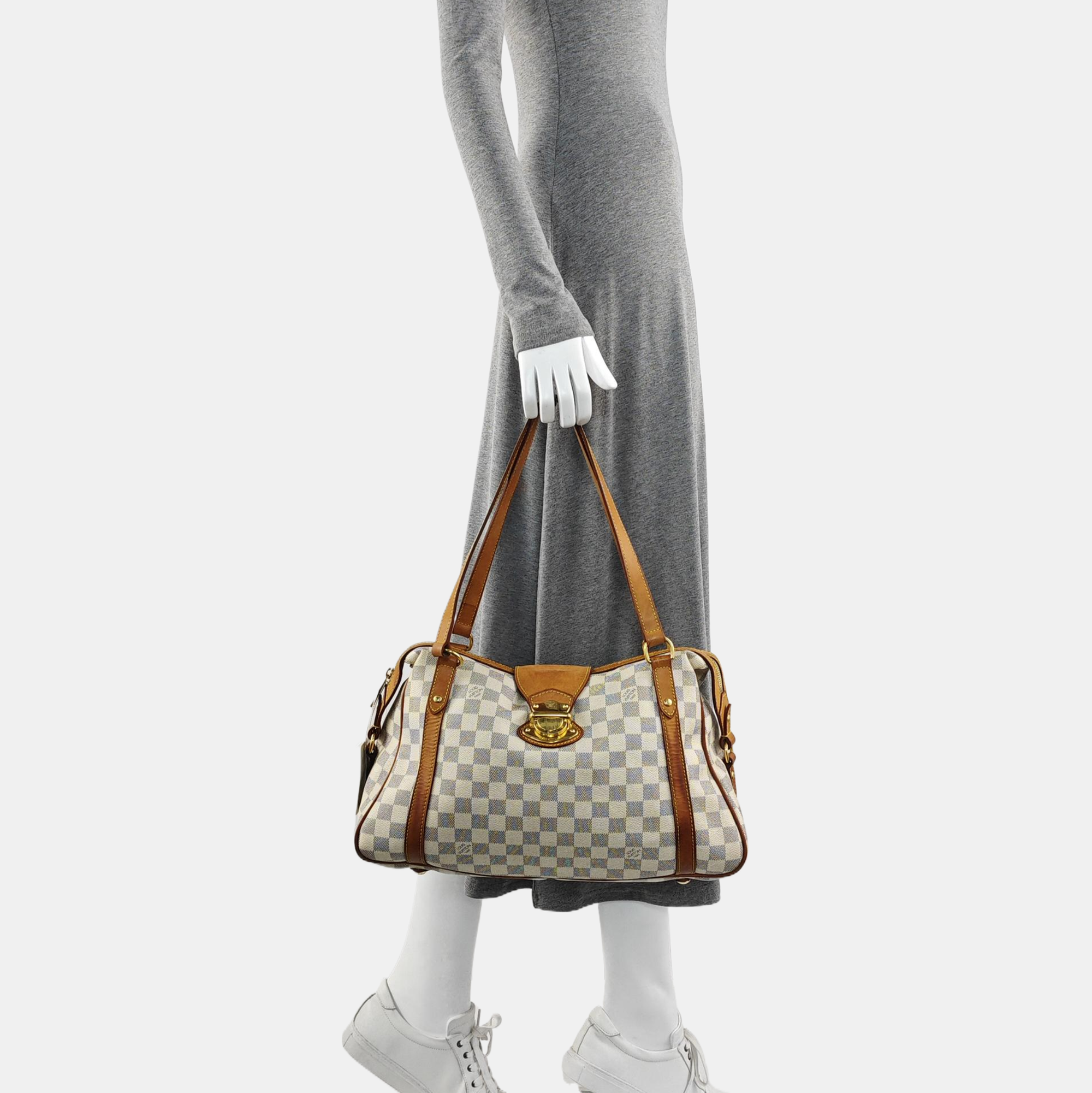 STRESA Damier Azur Coated Canvas White