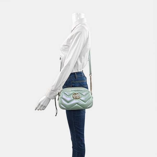 GG Marmont Small Quilted Lambskin Metallic