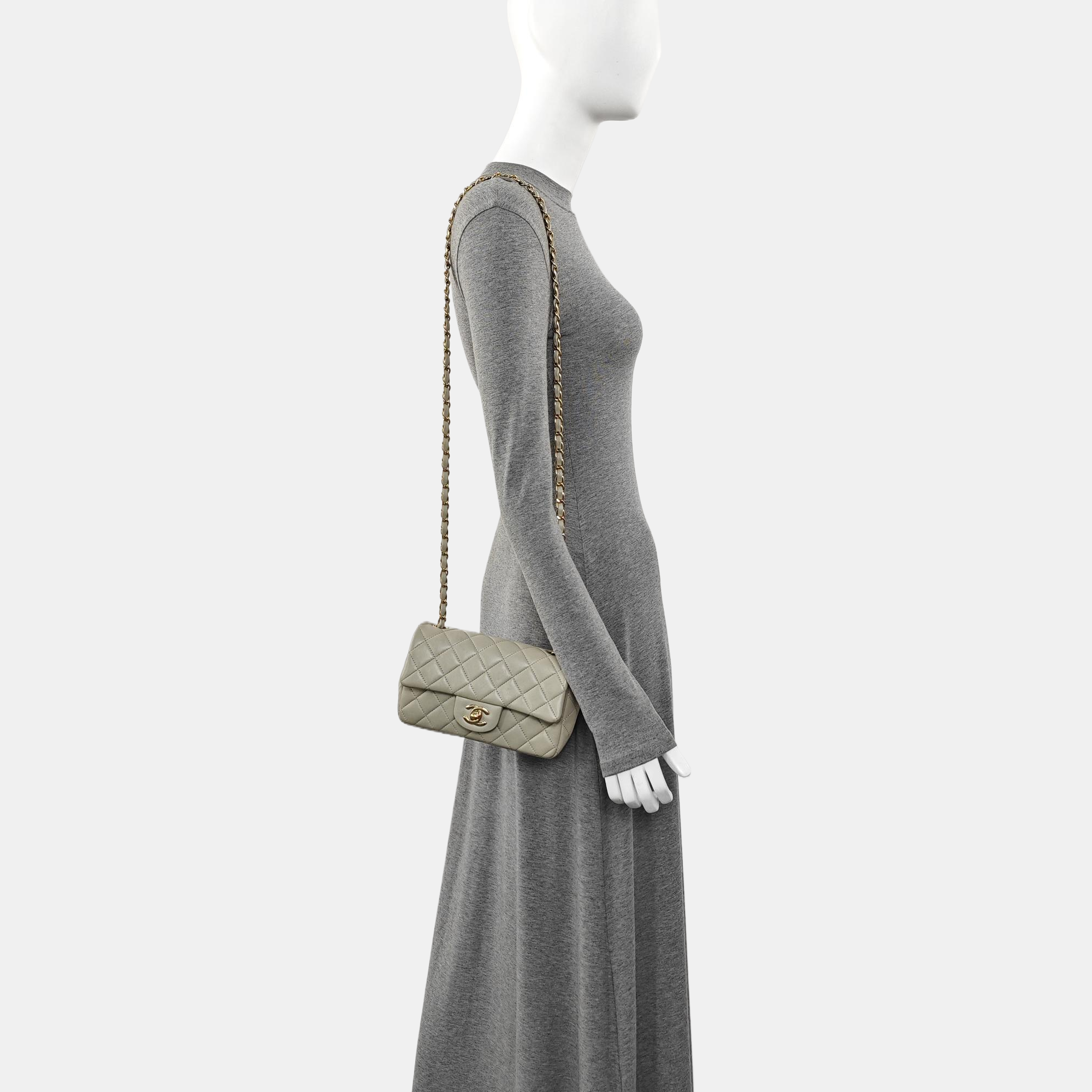 CLASSIC FLAP Mini Quilted Lambskin Gray