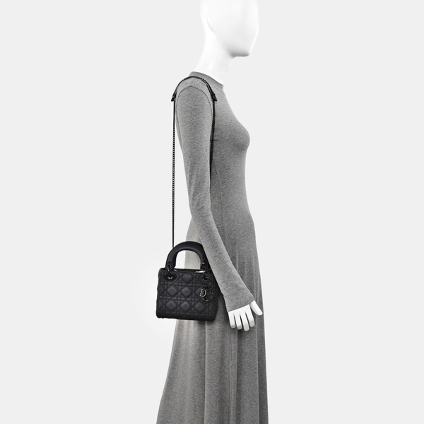 Lady Dior Mini Cannage Calfskin Black