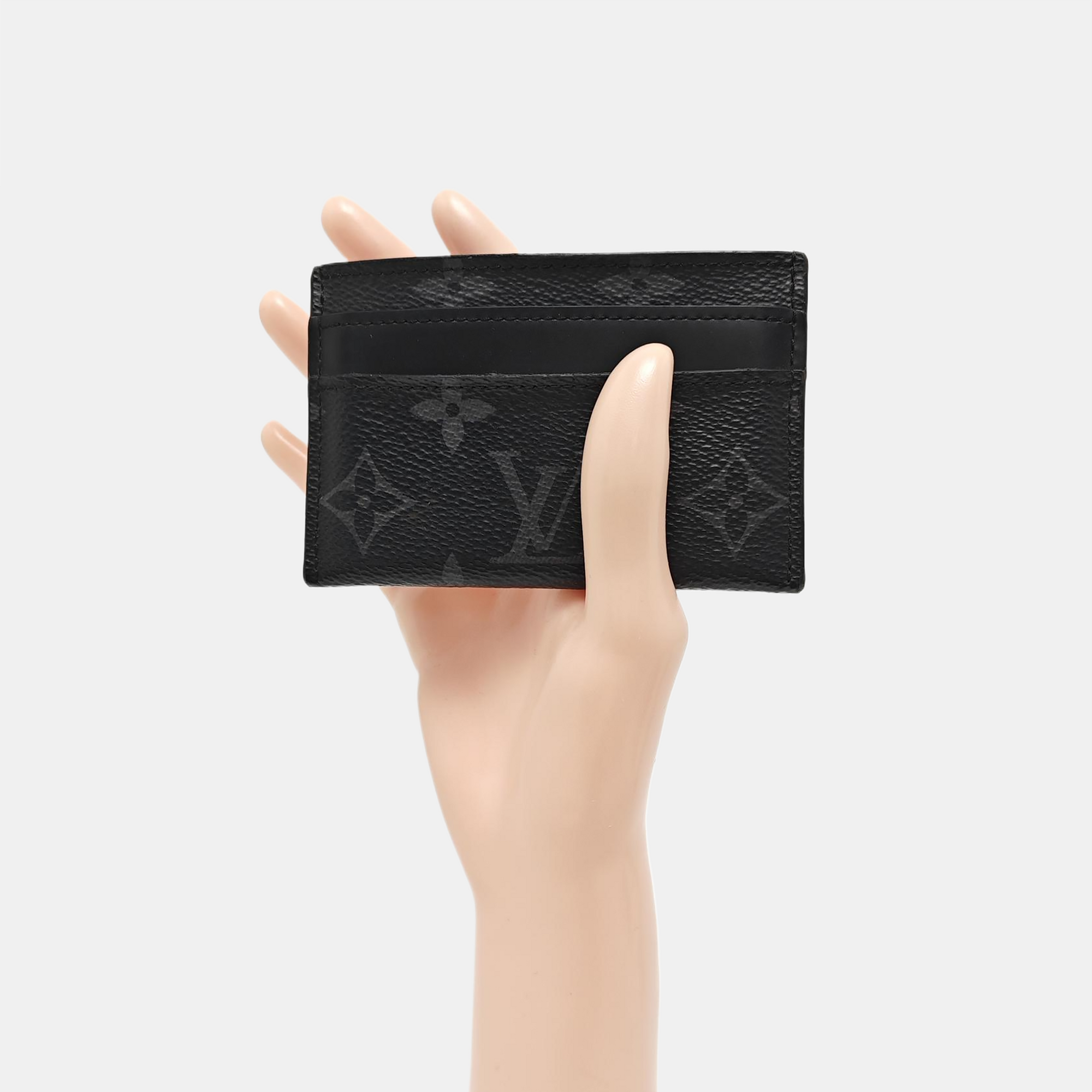 DOUBLE Monogram Coated Canvas Gray Card Holder
