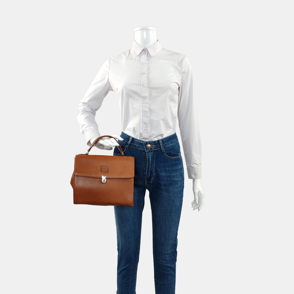 Calfskin Top Handle Bag Brown