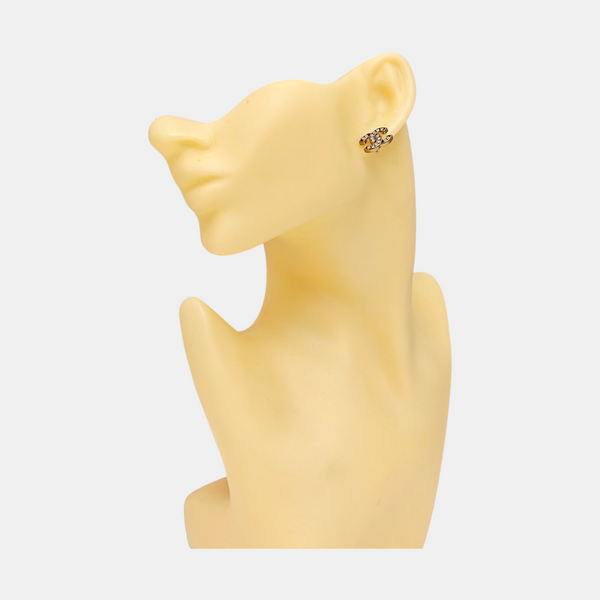 CC Logo Metal Gold Stud Earrings