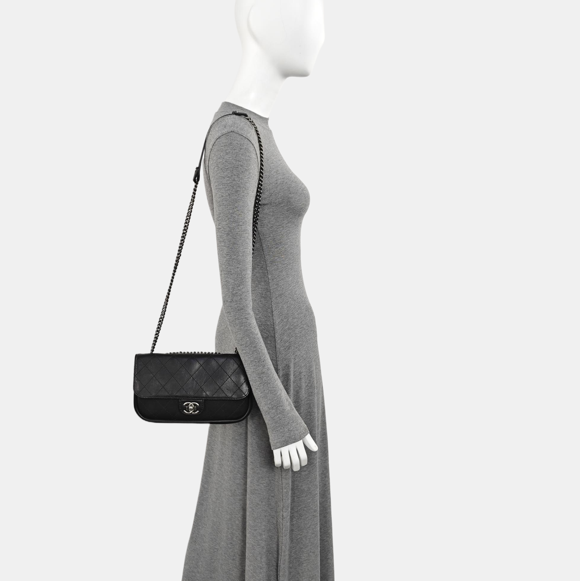 Quilted Calfskin Shoulder Bag Black