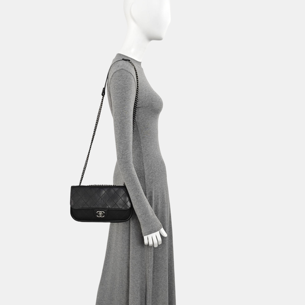 Quilted Calfskin Shoulder Bag Black