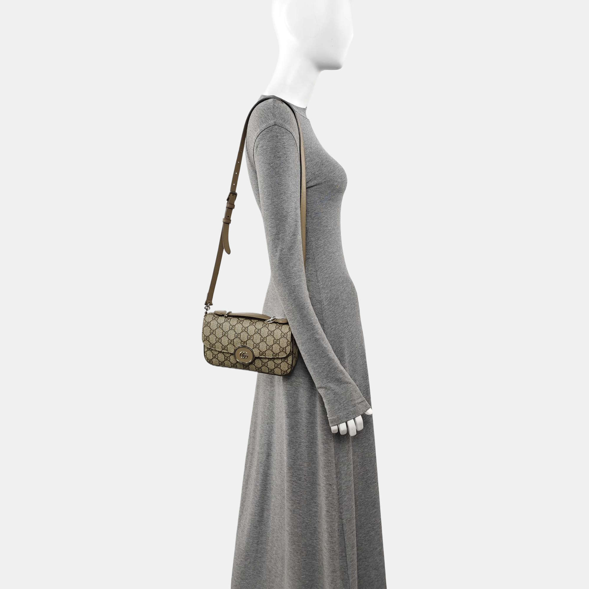 Monogram Coated Canvas Shoulder Bag Gray