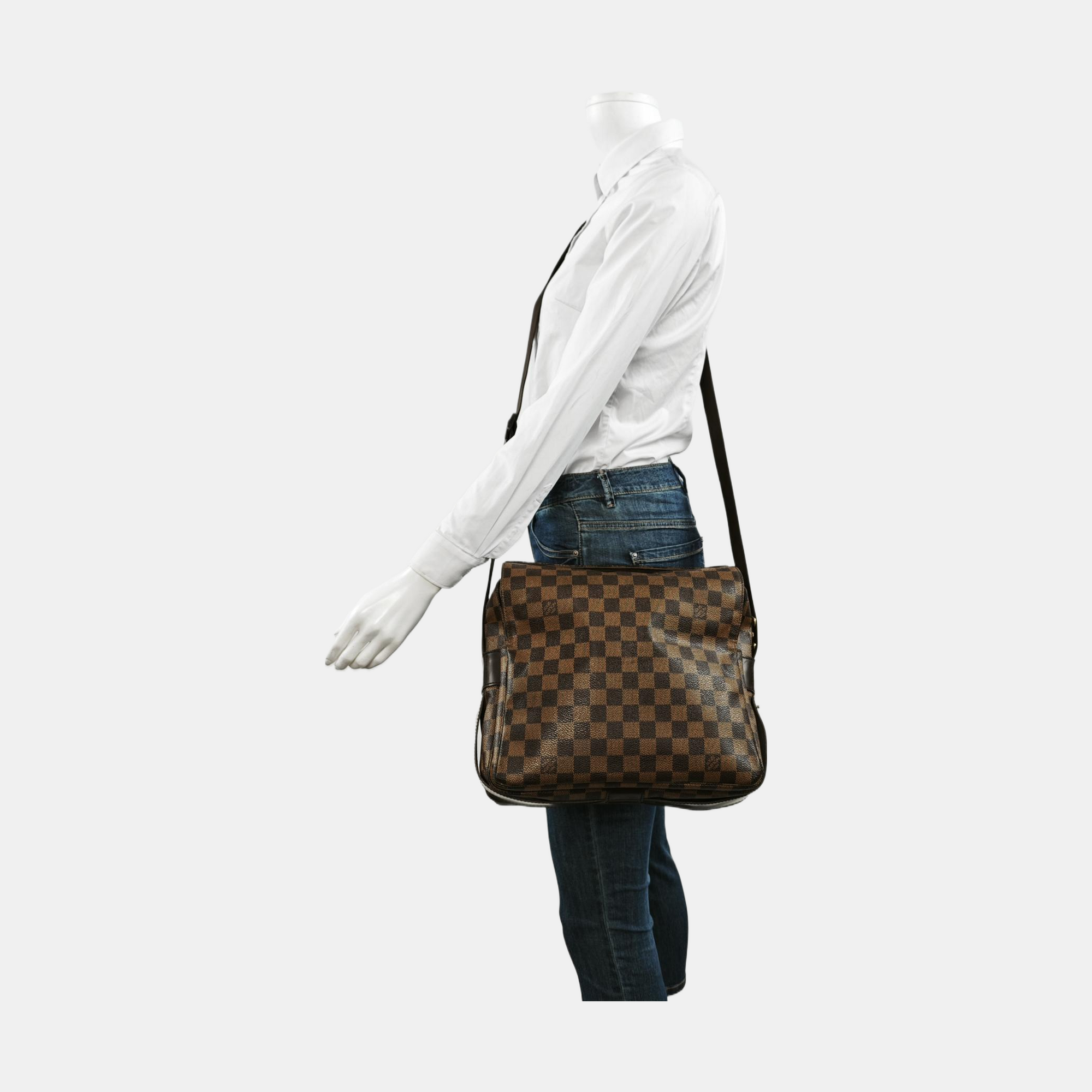 NAVIGLIO Damier Ebene Coated Canvas Brown