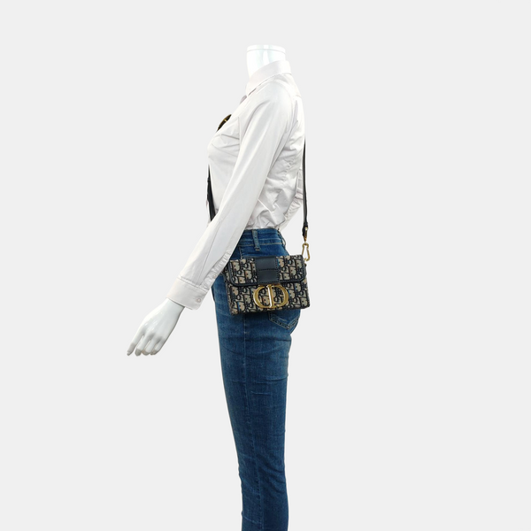 30 Montaigne Mini Oblique Canvas Blue