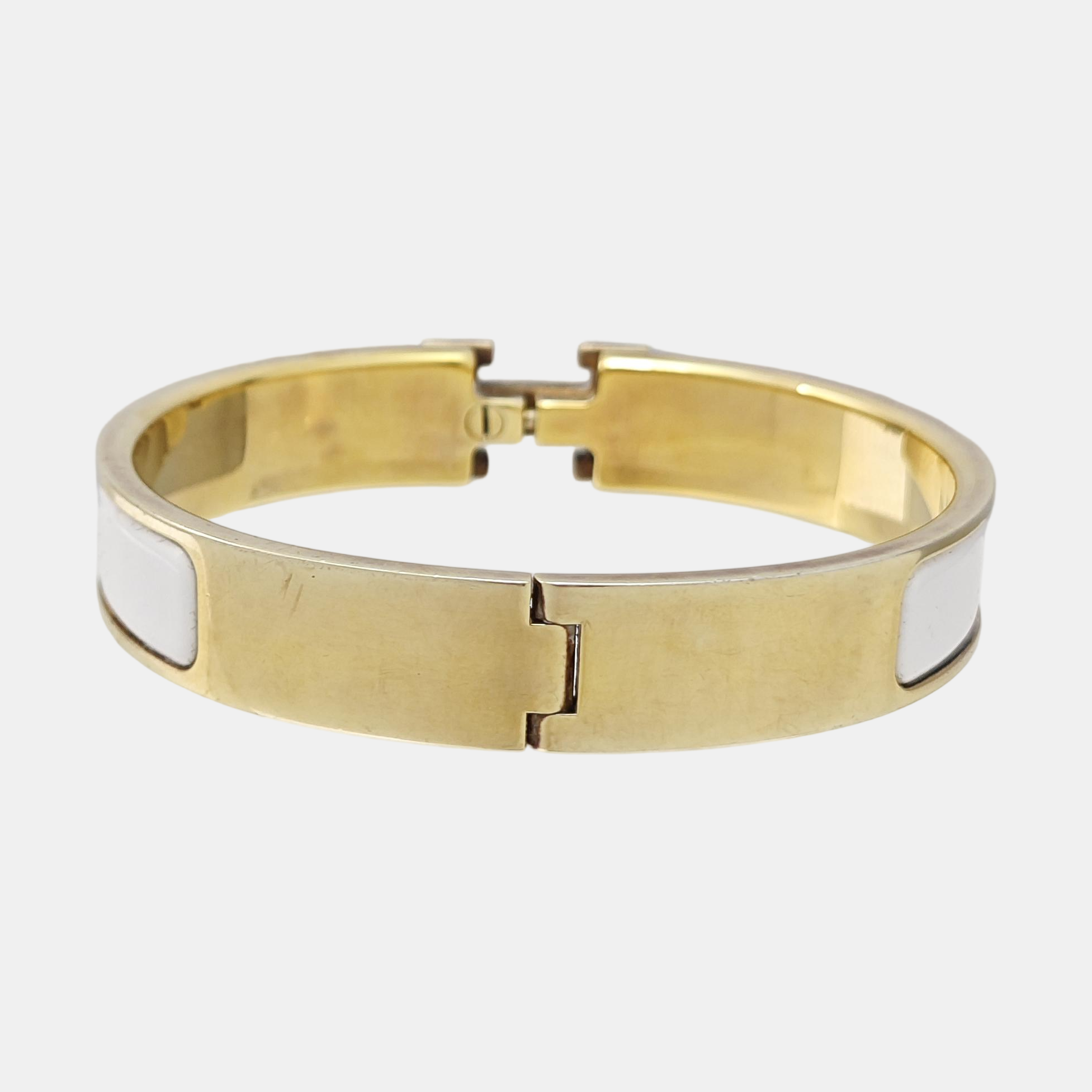 Clic H Metal White Bangle