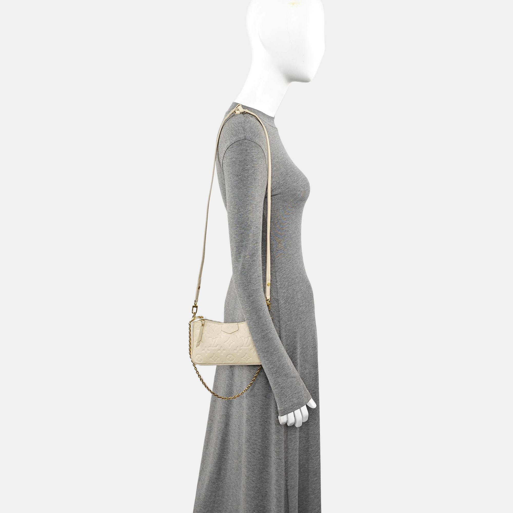 EASY POUCH ON STRAP Calfskin Beige