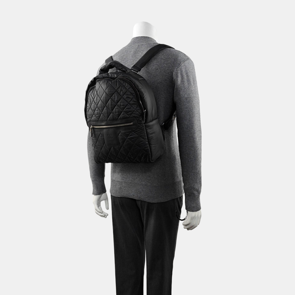 Quilted Fabric Backpack Black