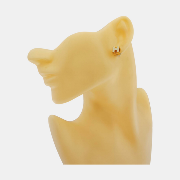 Pop H Metal Gold Stud Earrings