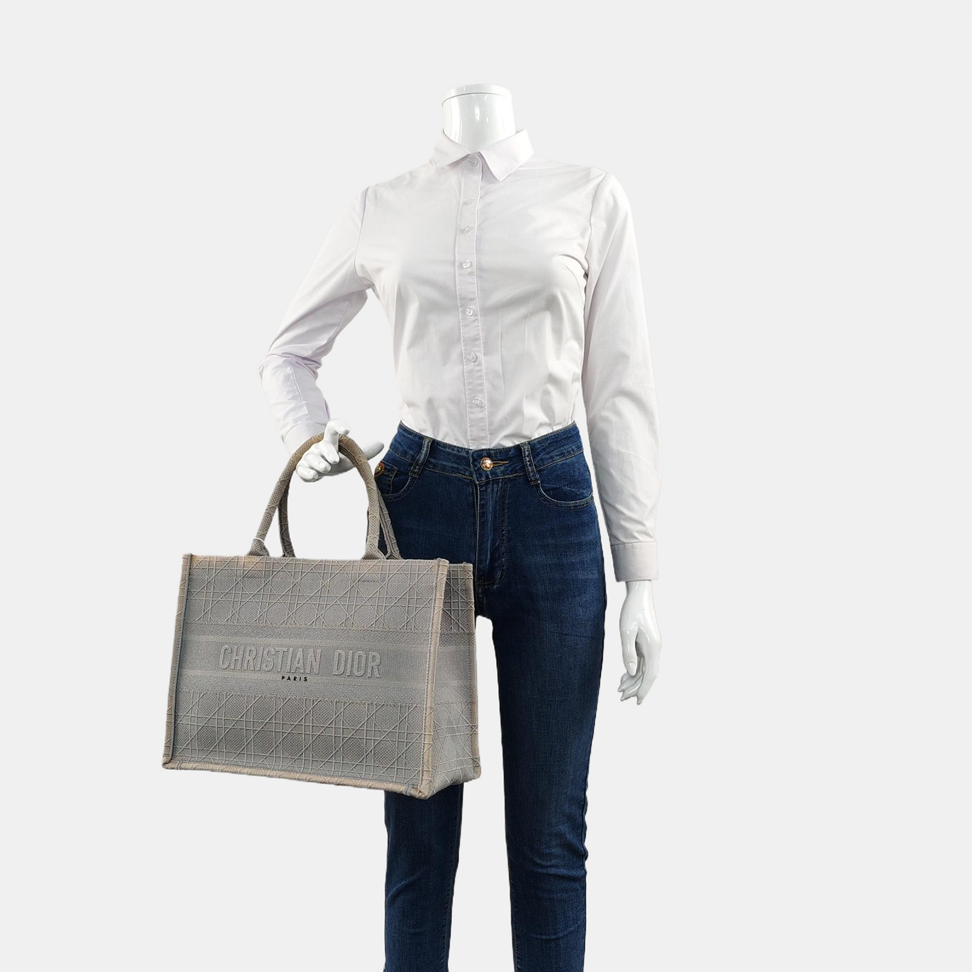 Authenticated pre-owned  Book Tote Medium Canvas Gray - Tote Bag at Looply