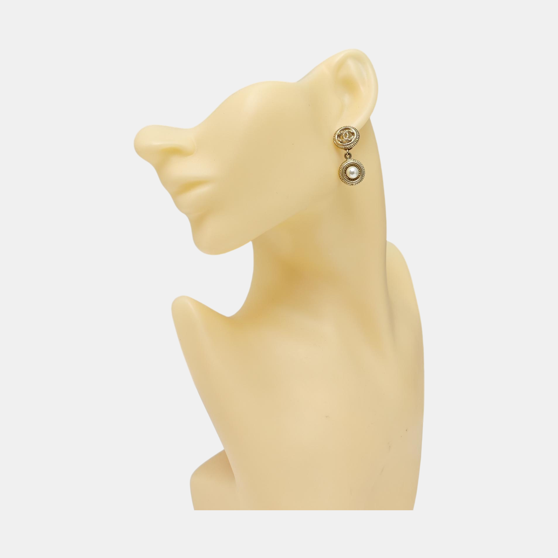 CC Logo Metal Gold Stud Earrings
