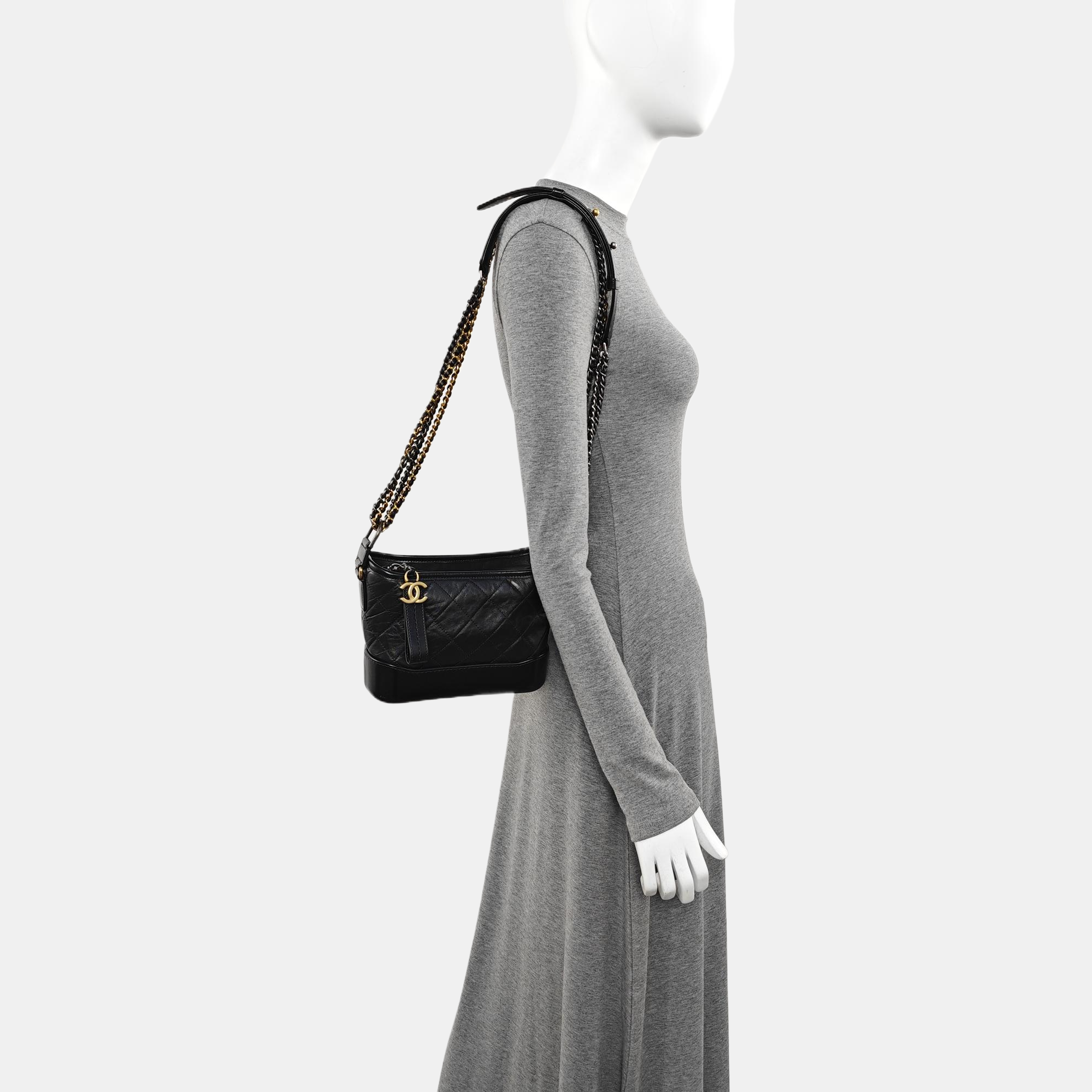 GABRIELLE Small Quilted Calfskin Black