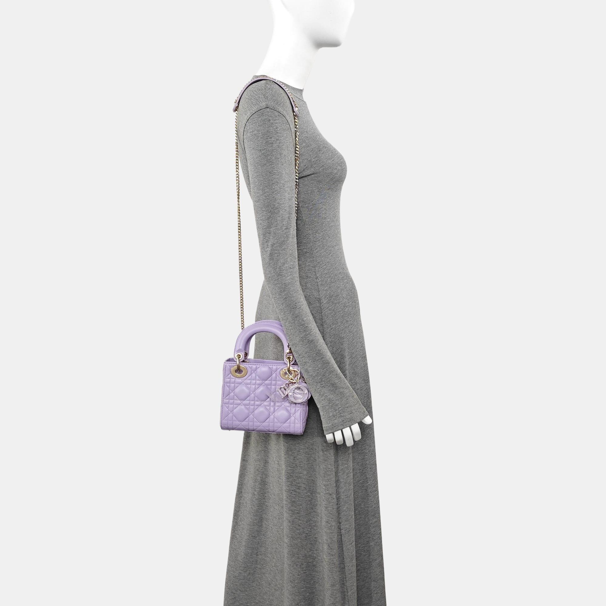 Lady Dior Mini Lambskin Purple