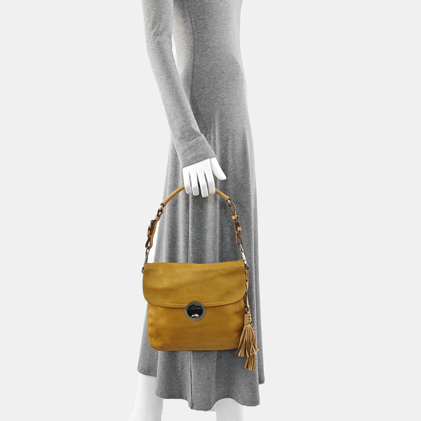 Calfskin Top Handle Bag Yellow