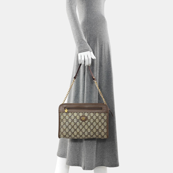 Ophidia Small Monogram Coated Canvas Beige