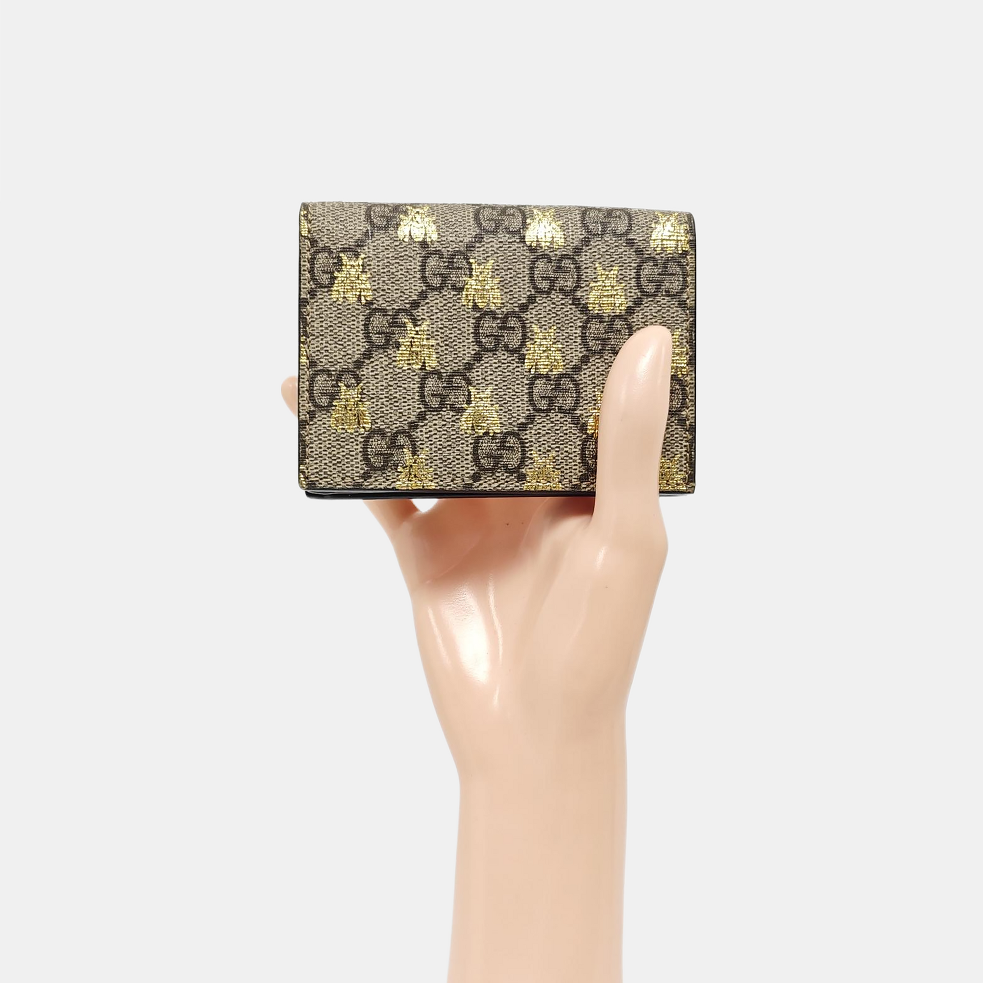 GG Supreme Monogram Coated Canvas Beige Card Holder