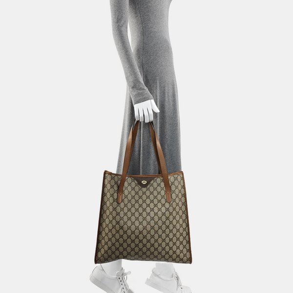 Monogram Coated Canvas Tote Bag Beige