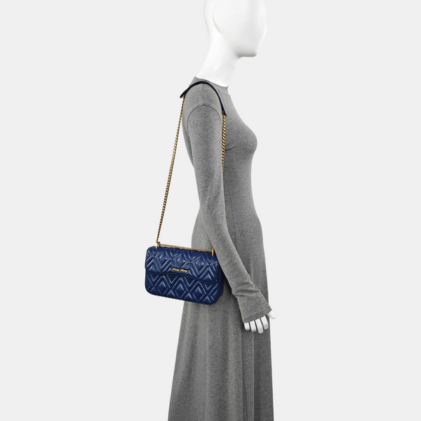 Quilted Calfskin Shoulder Bag Blue