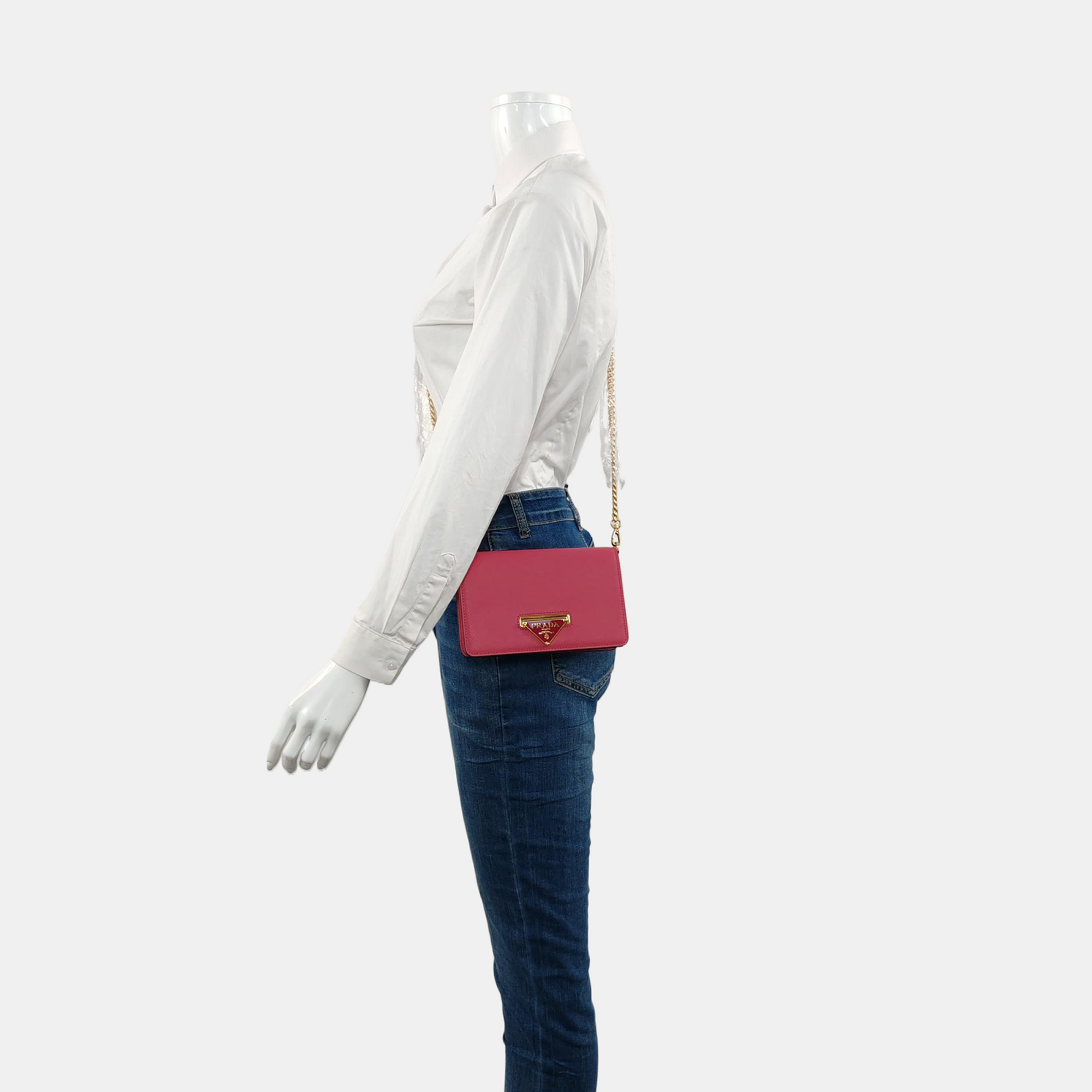 Saffiano Calfskin Shoulder Bag Red