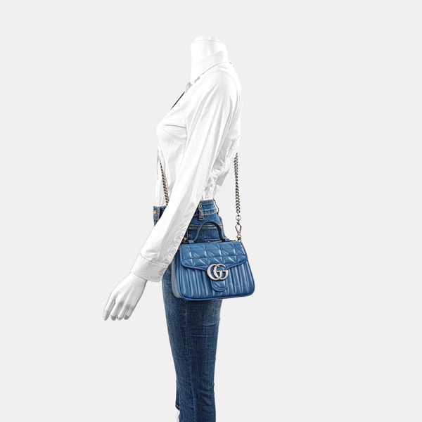 GG Marmont Mini Quilted Calfskin Blue