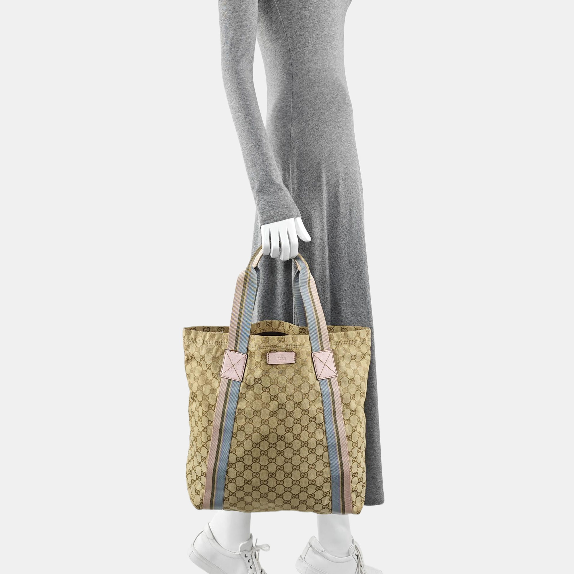 Monogram Canvas Tote Bag Beige