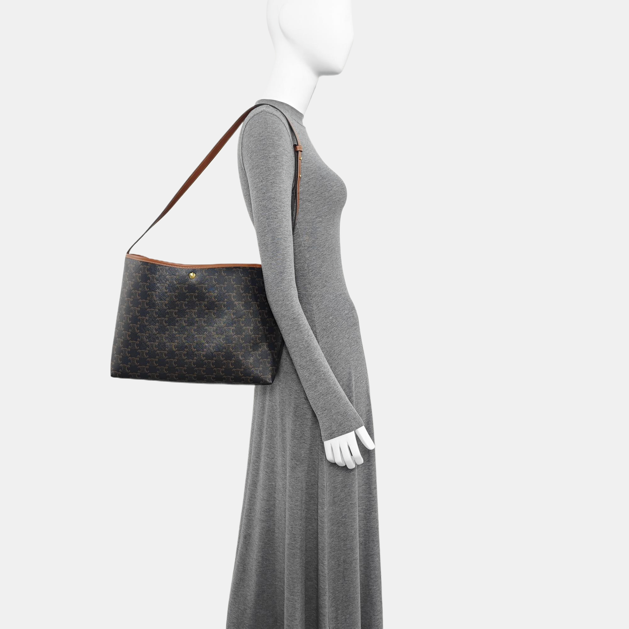 Coated Canvas Shoulder Bag Brown