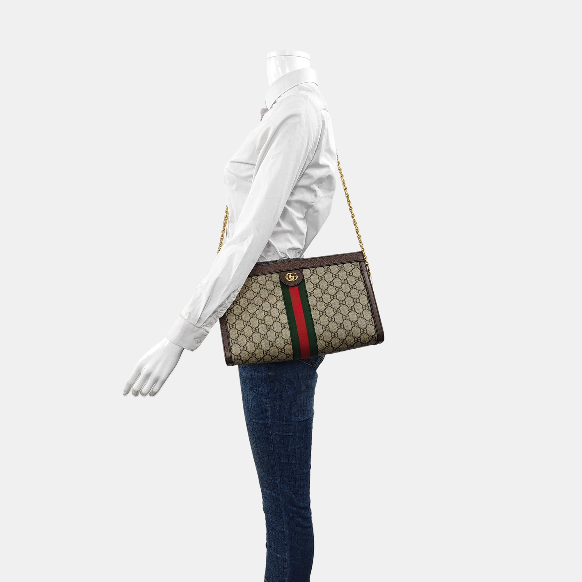 Authenticated pre-owned  Ophidia Medium Monogram Coated Canvas Beige - Shoulder Bag at Looply