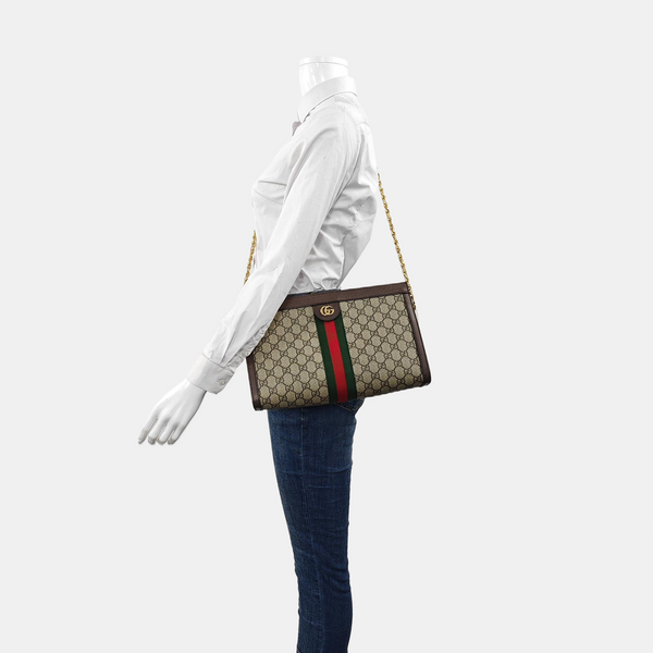 Authenticated pre-owned  Ophidia Medium Monogram Coated Canvas Beige - Shoulder Bag at Looply