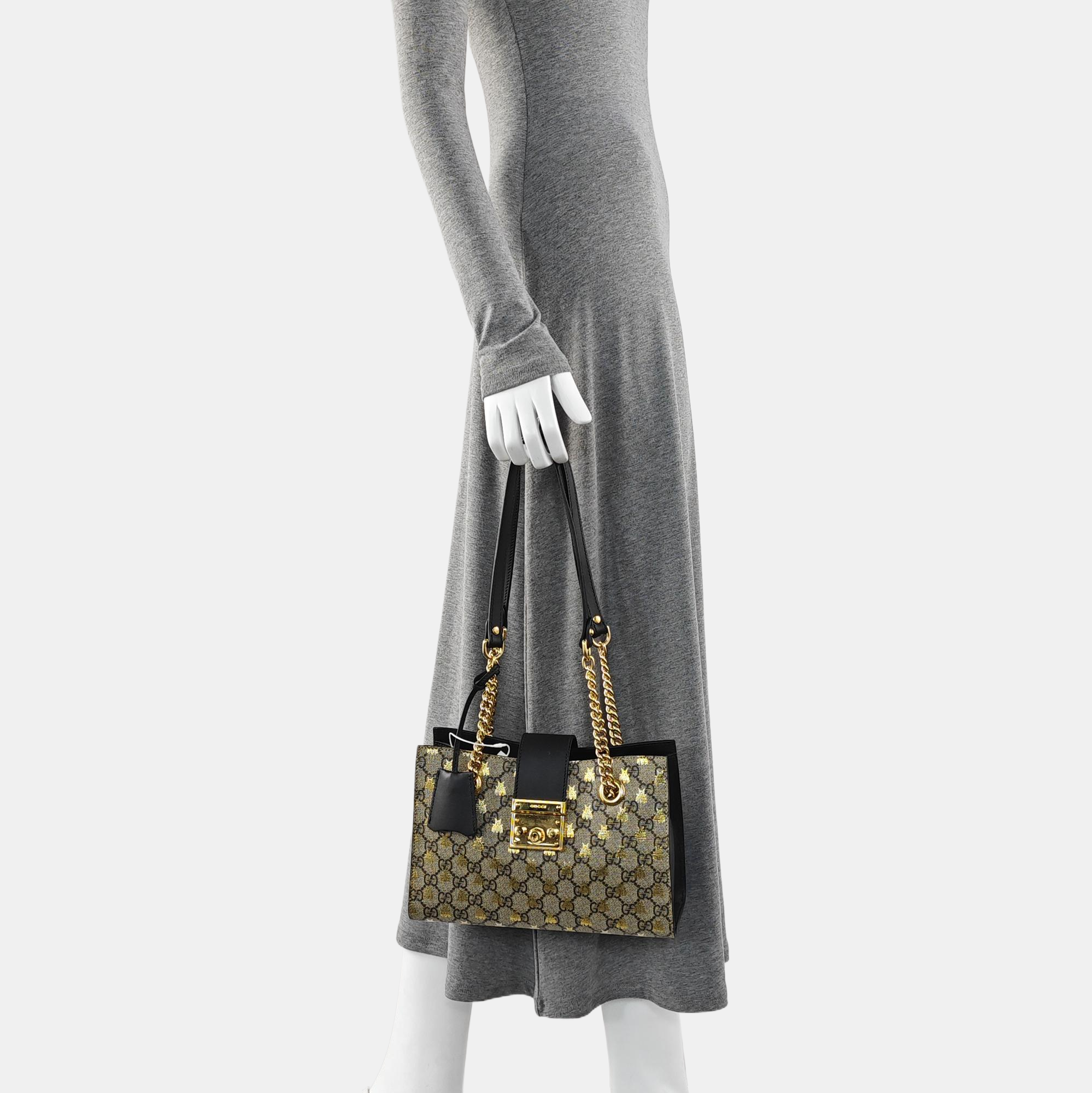 Padlock Small Monogram Coated Canvas Beige