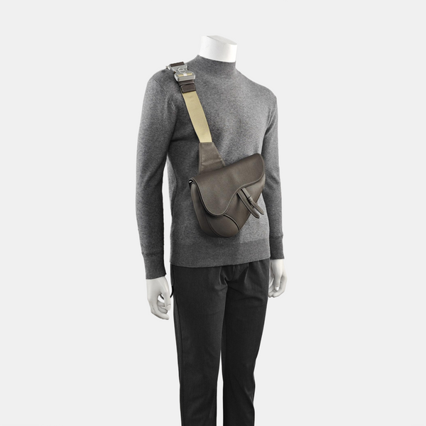 Authenticated pre-owned  Saddle Medium Calfskin Grey - Crossbody Bag at Looply