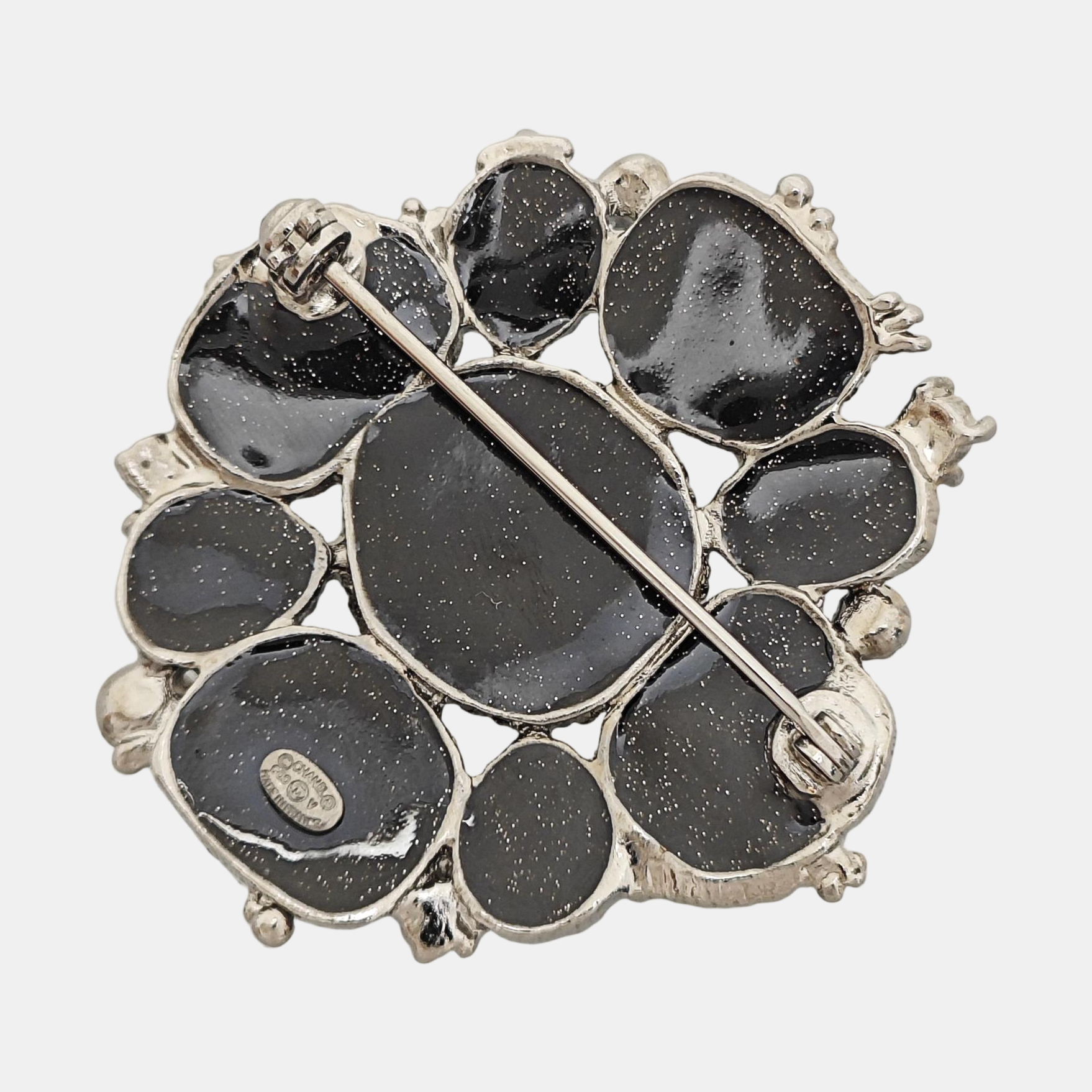 CC Logo Metal Black Brooch