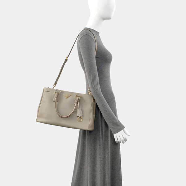 Galleria Large Saffiano Calfskin Gray