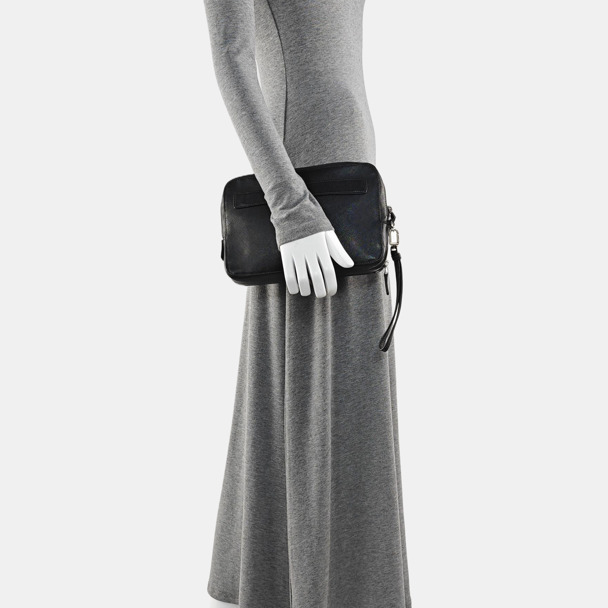 Saffiano Calfskin Clutch Black