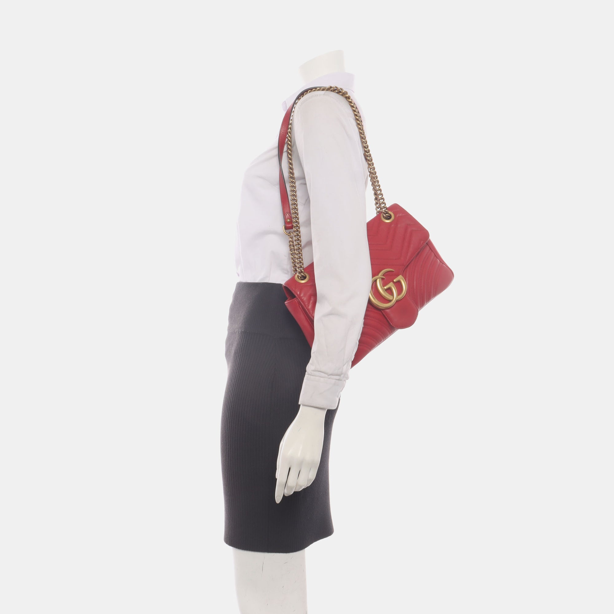 GG Marmont Large Quilted Calfskin Red