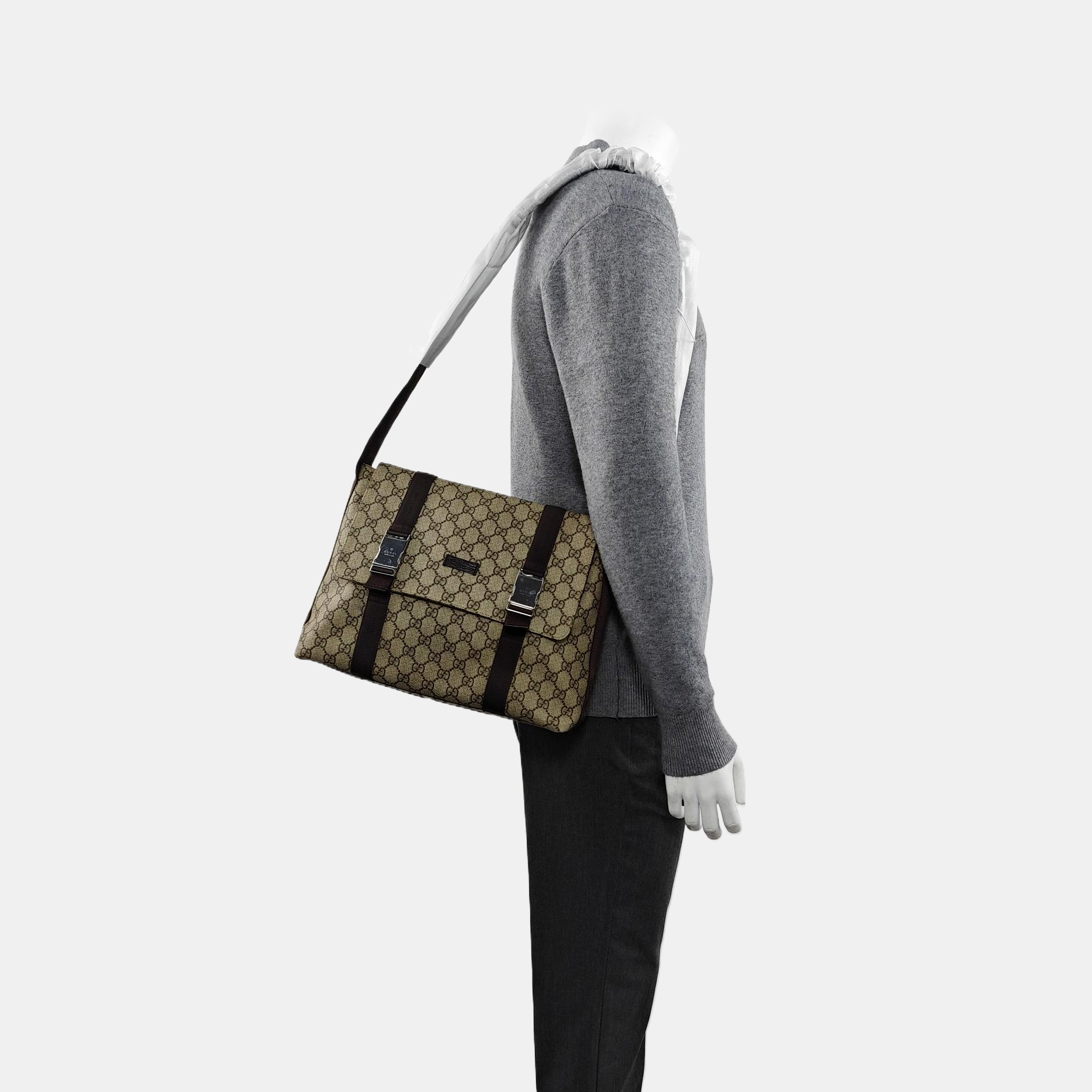 Monogram Coated Canvas Shoulder Bag Black