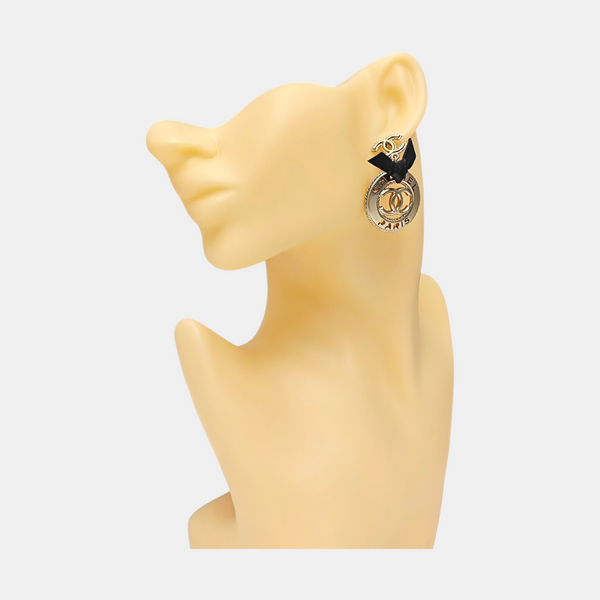 CC Logo Metal Gold Earrings