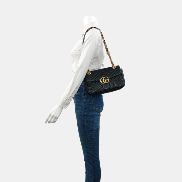 GG Marmont Medium Quilted Calfskin Black