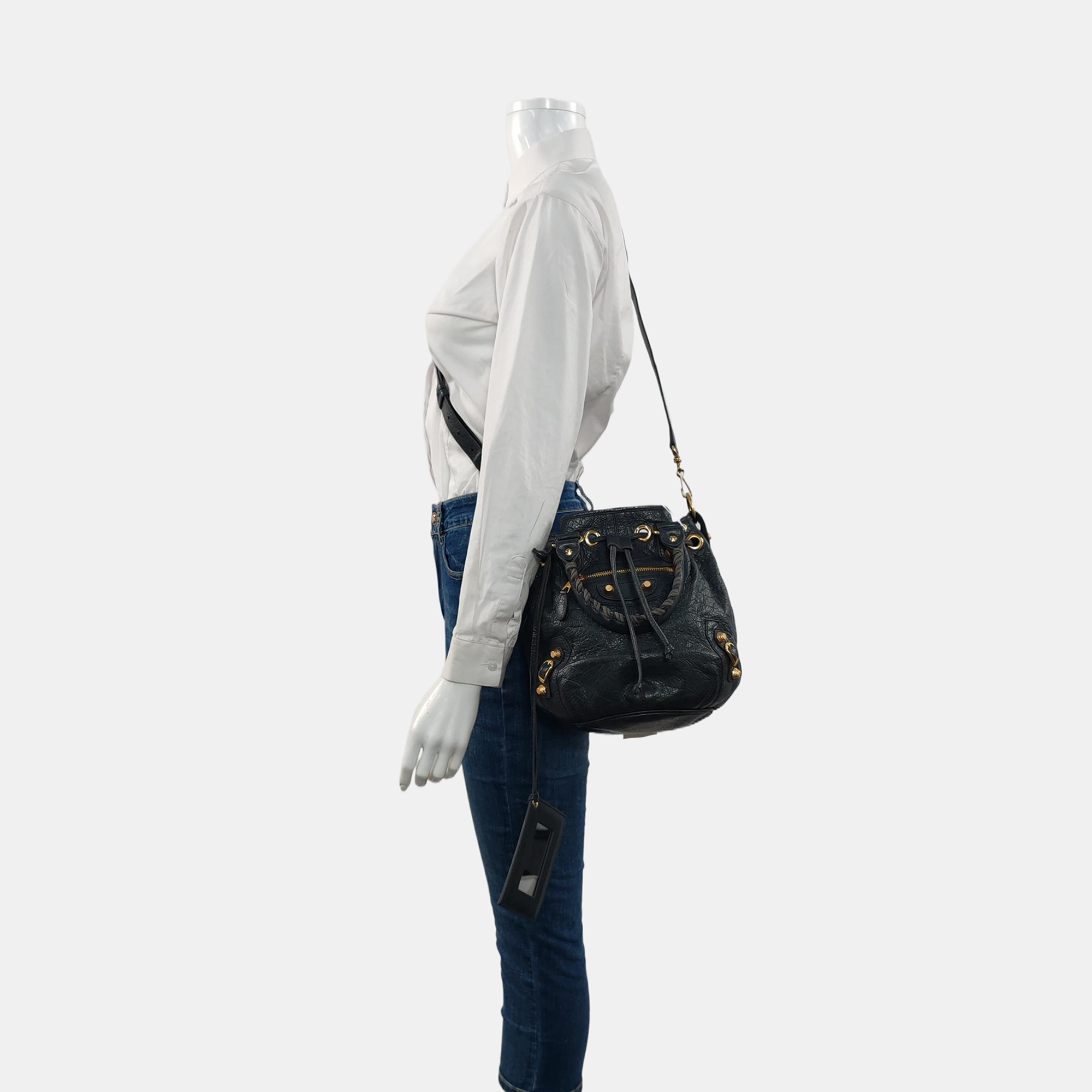 Pompon Bag Calfskin Gray