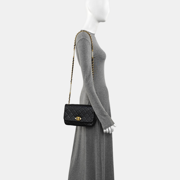 Quilted Calfskin Shoulder Bag Black