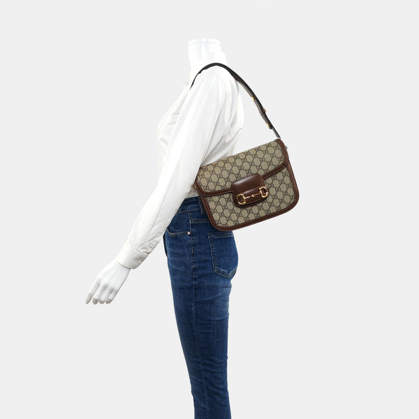Horsebit 1955 Medium Monogram Coated Canvas Beige
