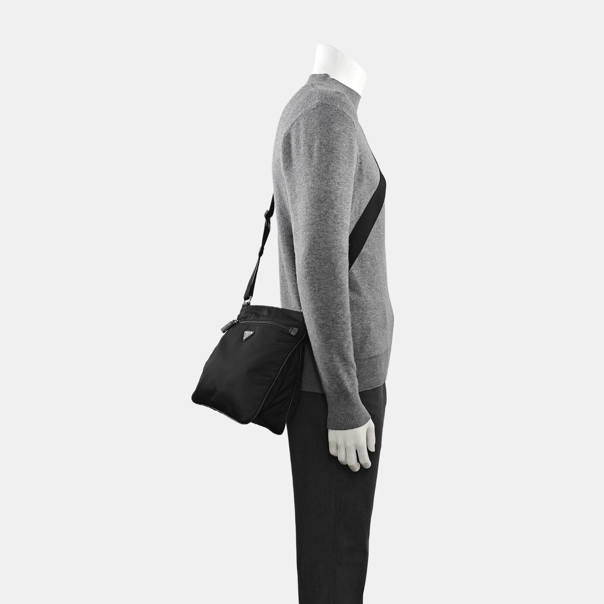 Nylon Shoulder Bag Black