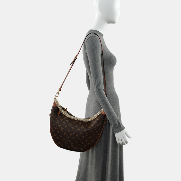 LOOP HOBO Monogram Coated Canvas Brown